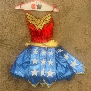 Mother and Daughter Wonder Woman Costumes  - Red, Gold, and Blue, both with cape